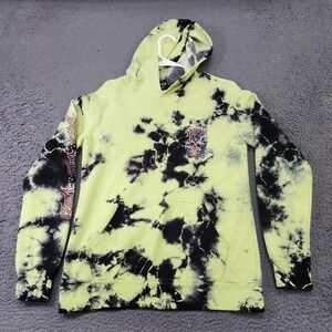 Sullen Hoodie Mens Medium Yellow Tie Dye Skull Snake Graphic Pullover Fleece